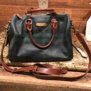 Vintage Polo Blackwatch Purse Tan Leather Trim